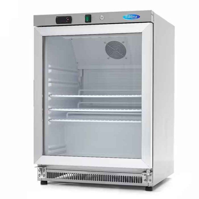 Réfrigérateur - 200 L - acier inoxydable - avec porte en verre