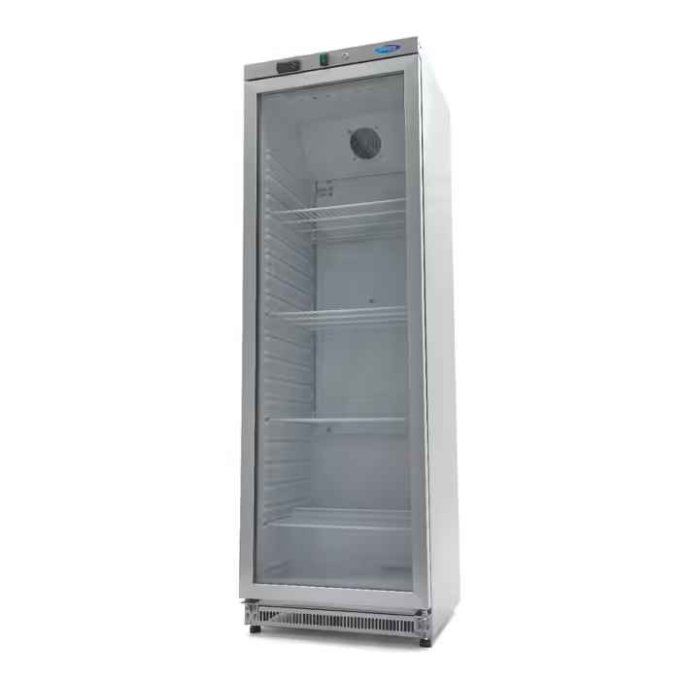 Réfrigérateur - 400 L - acier inoxydable - avec porte en verre- MAXIMA