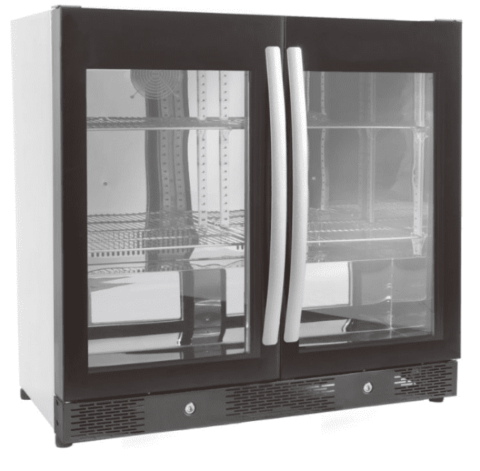 ARRIÈRE BAR RÉFRIGÉRÉE NOIR AVEC 2 PORTES VITRÉE COMBISTEEL 7455.1307