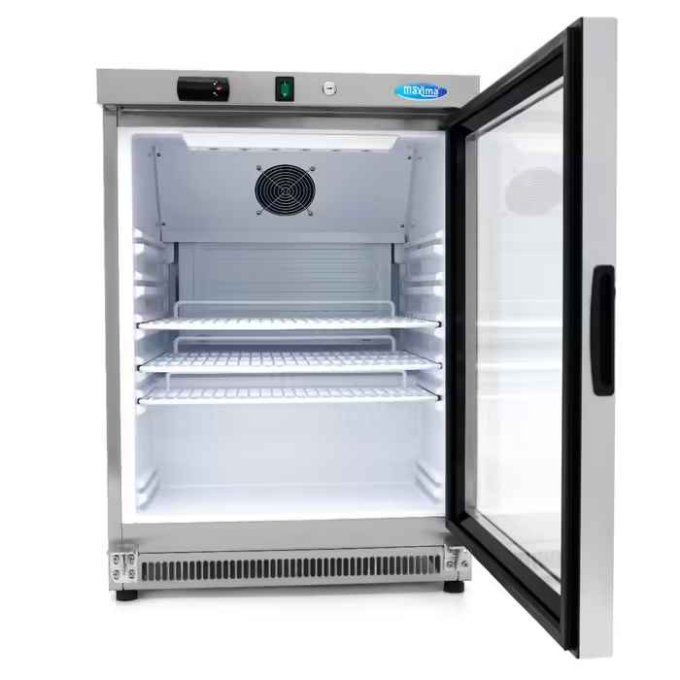 Réfrigérateur - 200 L - acier inoxydable - avec porte en verre- MAXIMA