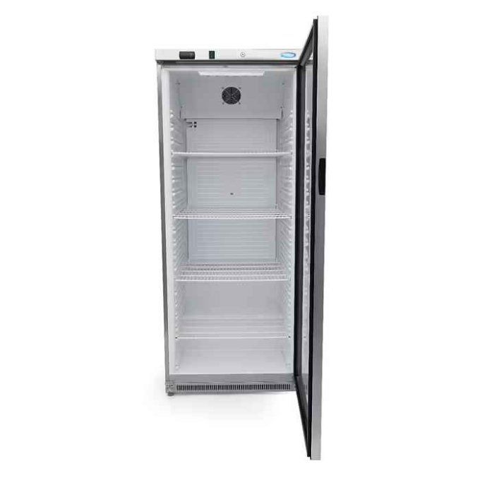 Réfrigérateur - 600 L - acier inoxydable - avec porte en verre- MAXIMA