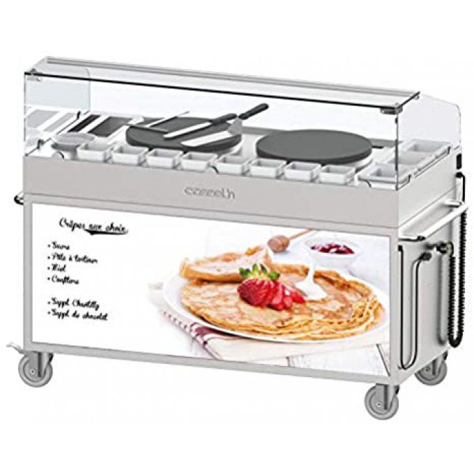 Chariot crêpière double 40 encastrée, 230v, 2x2700, 28w