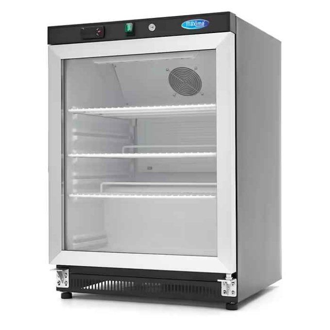 Réfrigérateur - 200 L - noir - avec porte en verre