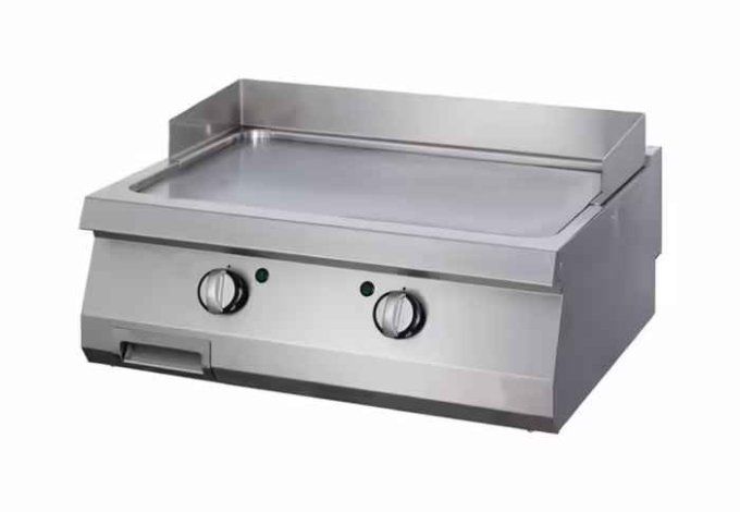 Plaque de grill robuste - chrome lisse - unité double - profondeur 70 cm - gaz