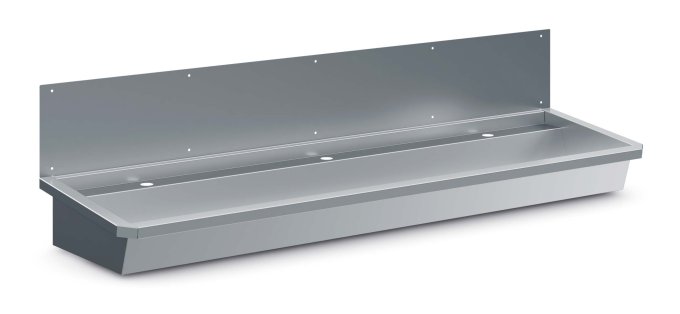 ÉVIER INOX 3 ROBINETS 1800MM  BOUCHON DE VIDANGE ET COUVERCLE ANTI-ÉCLABOUSSURES INCLUS