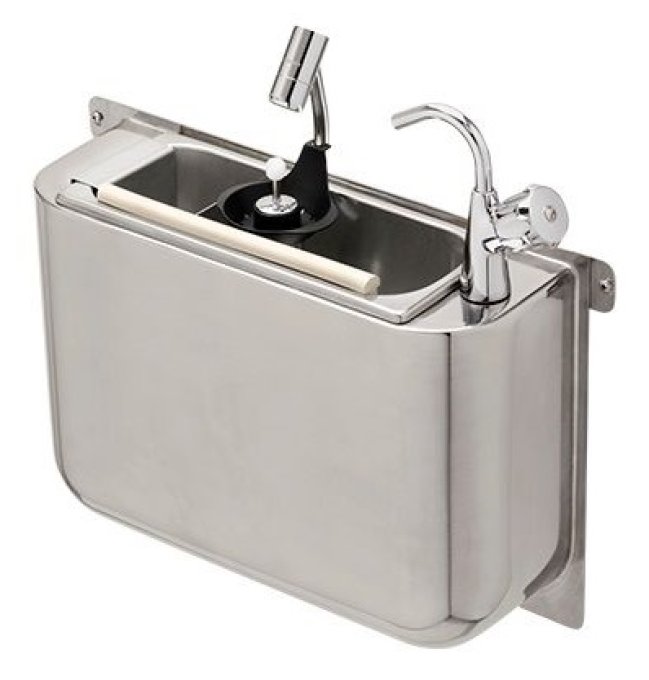 CUILLÈRE À GLACE ÉVIER AVEC ROBINET ET DOUCHETTE 410X120X270  AVEC TROU D'ÉVACUATION, RACCORDEMENT À