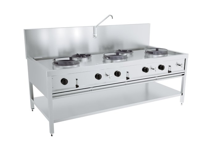 TABLE WOK À GAZ 3X17KW + 2X9KW