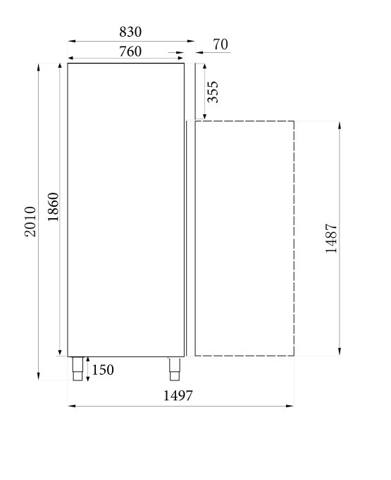 RÉFRIGÉRATEUR EN ACIER INOX 1 PORTE EN VERRE