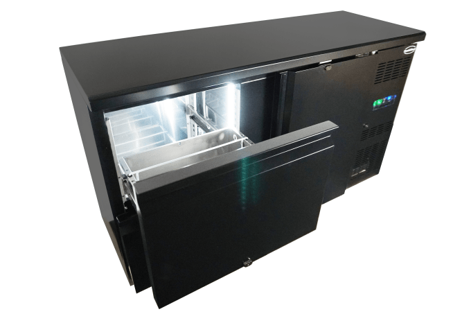 ARRIÈRE BAR RÉFRIGÉRÉE NOIR 1 PORTE ET 2 TIROIRS COMBISTEEL 7450.0316
