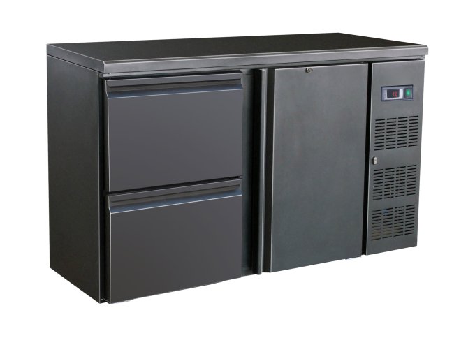 ARRIÈRE BAR RÉFRIGÉRÉE NOIR 1 PORTE ET 2 TIROIRS COMBISTEEL 7450.0316