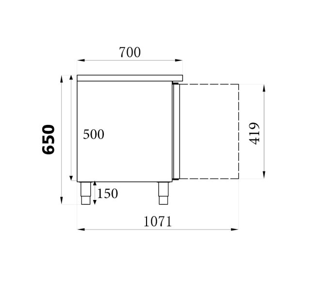 TABLE RÉFRIGÉRÉE 650 HAUTE 2 PORTES