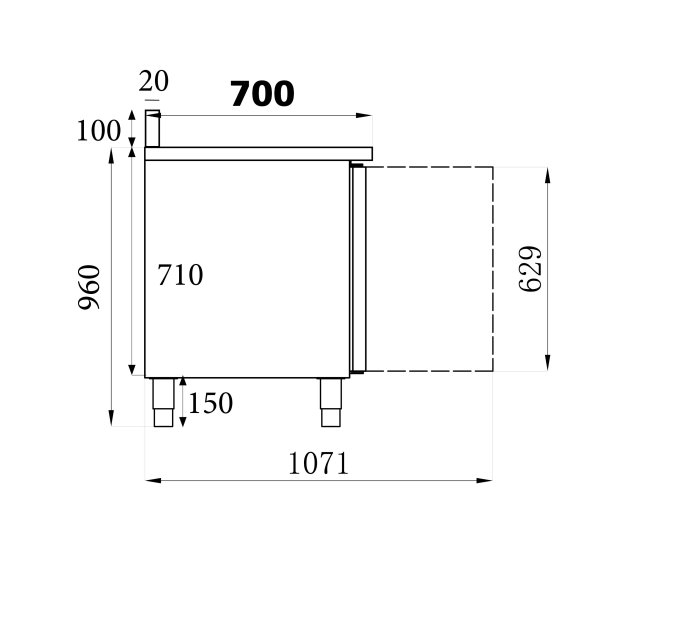 TABLE RÉFRIGÉRÉE BORD RELEVÉ 4 PORTES