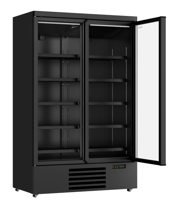 RÉFRIGÉRATEUR 2 PORTES EN VERRE NOIR JDE-1000R BL