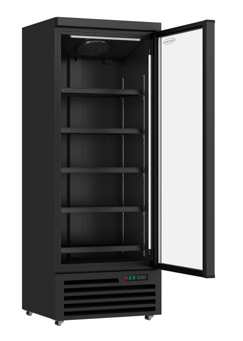 RÉFRIGÉRATEUR 1 PORTE EN VERRE NOIR JDE-600R BL