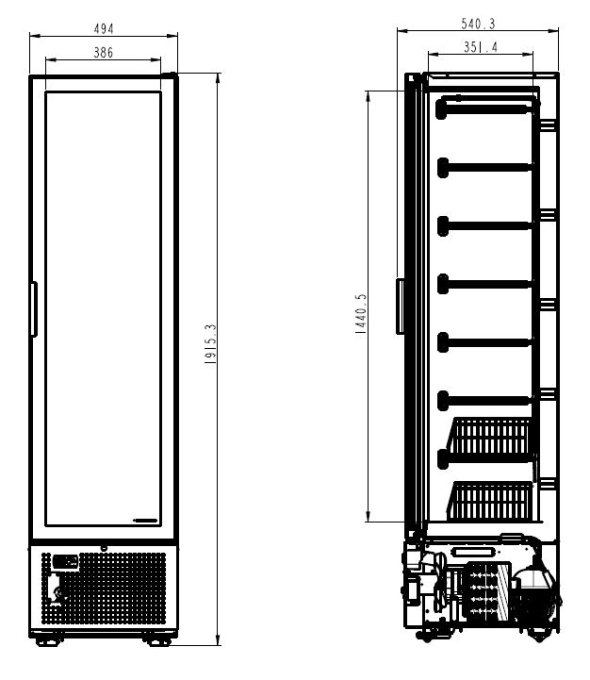 CONGÉLATEUR 1 PORTE EN VERRE NOIR 221L