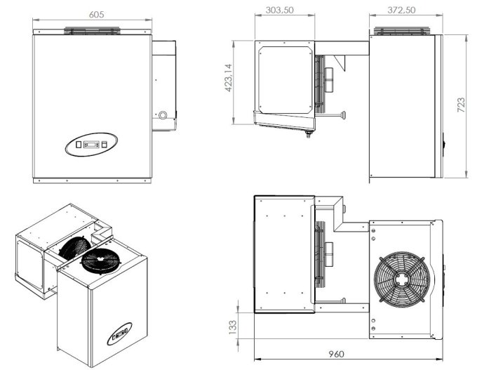 UNITÉ DE RÉFROIDISSEMENT TYPE NEGATIF 9,1-13 M3