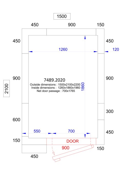 CHAMBRE FROIDE POSITIVE/NEGATIVE 1500x2100x2200 - 120 MM  *TRANSPORT SUR DEMANDE*