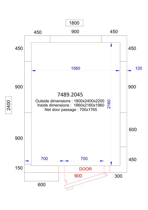 CHAMBRE FROIDE POSITIVE/NEGATIVE 1800x2400x2200 - 120 MM  *TRANSPORT SUR DEMANDE*