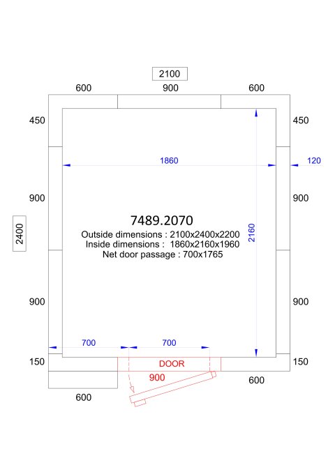 CHAMBRE FROIDE POSITIVE/NEGATIVE 2100x2400x2200 - 120 MM  *TRANSPORT SUR DEMANDE*