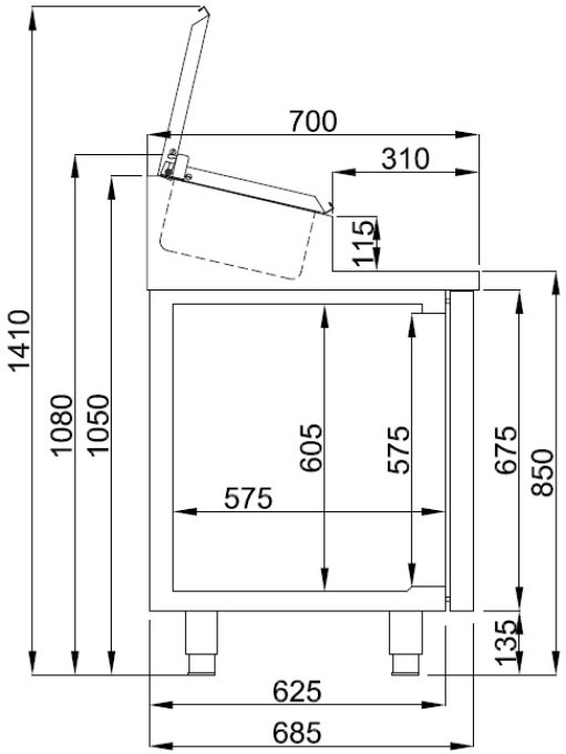 SALADETTE 2 PORTES 7x 1/3GN RÉCIPIENT