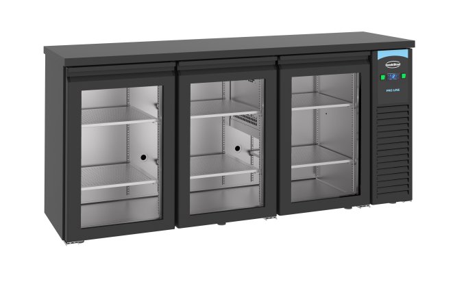 ARRIÈRE BAR RÉFRIGÉRÉE NOIR 3 PORTES EN VERRE