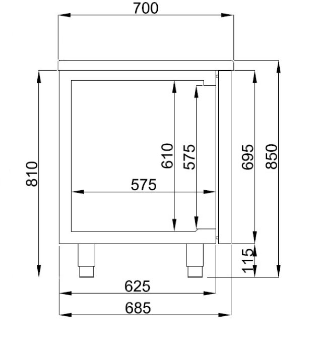 700 TABLE RÉFRIGÉRÉE 1 PORTE ET 2 TIROIRS MONOBLOCK ENERGY LINE