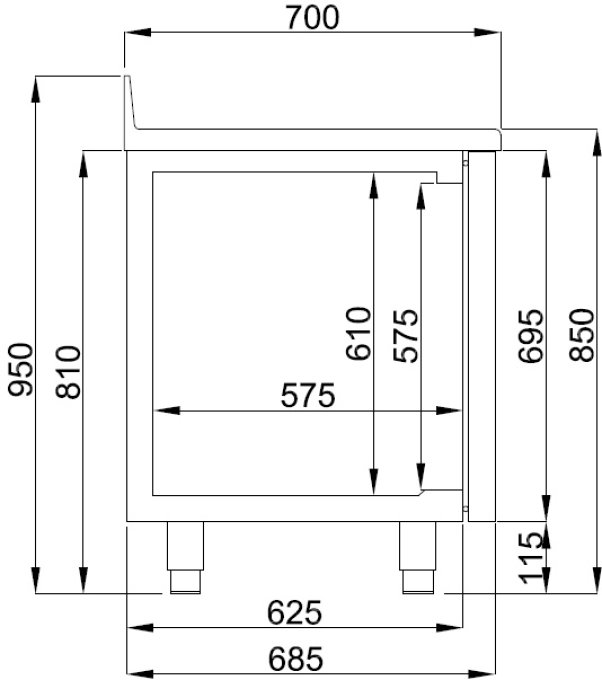 700 TABLE RÉFRIGÉRÉE BORD RELEVÉ 4 PORTES MONOBLOCK ENERGY LINE
