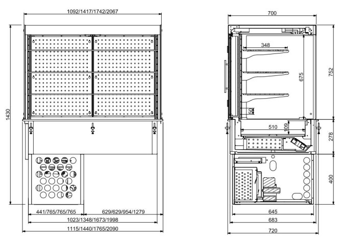 DROP-IN VITRINE CUBIQUE RÉFRIGÉRÉE - FERMÉ 3/1