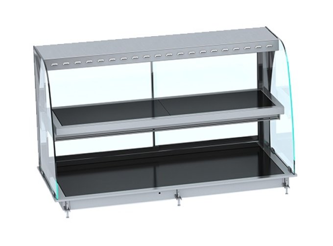 DROP-IN VITRINE COURBEE CHAUFFANTE AVEC PLAQUE VITRO CERAMIQUE NOIR 3/1