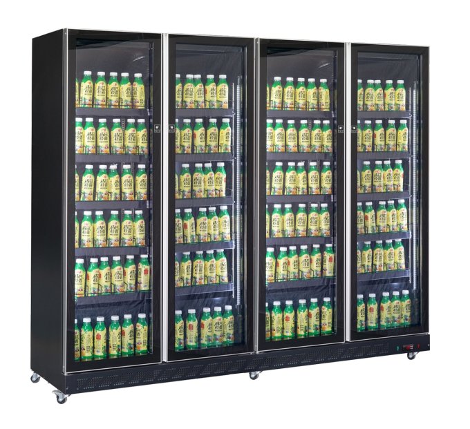 RÉFRIGÉRATEUR 4 PORTES EN VERRE NOIR