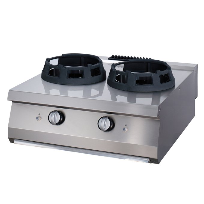 Premium cuiseur wok - 2 x 28,5 cm anneaux de cuisson - unité double - profondeur 90 cm - gaz