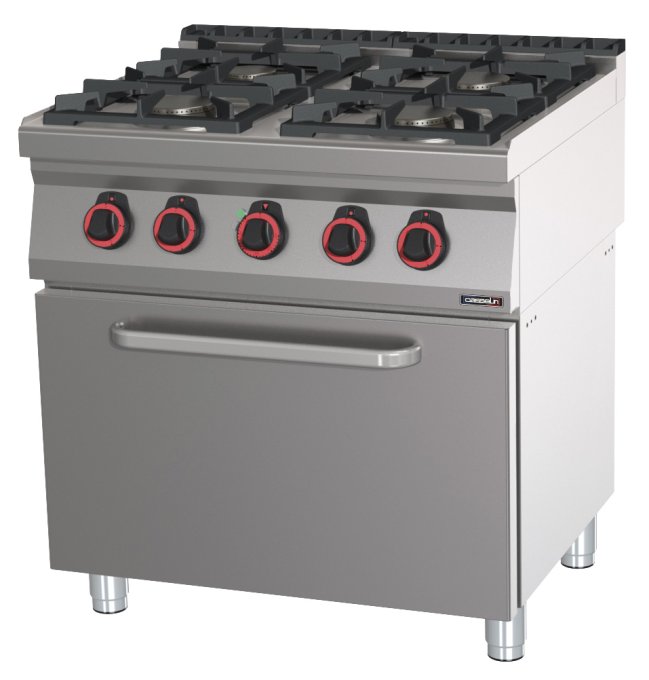 Fourneau gaz 4 feux avec four électrique ventilé GN 1/1 80