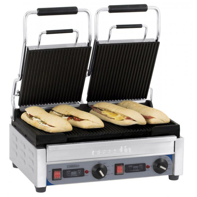 Grill Panini double premium rainurée - rainurée avec minuteur