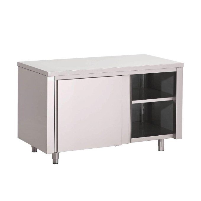 Table armoire inox avec portes coulissantes Gastro M 1200 x 700 x 880mm