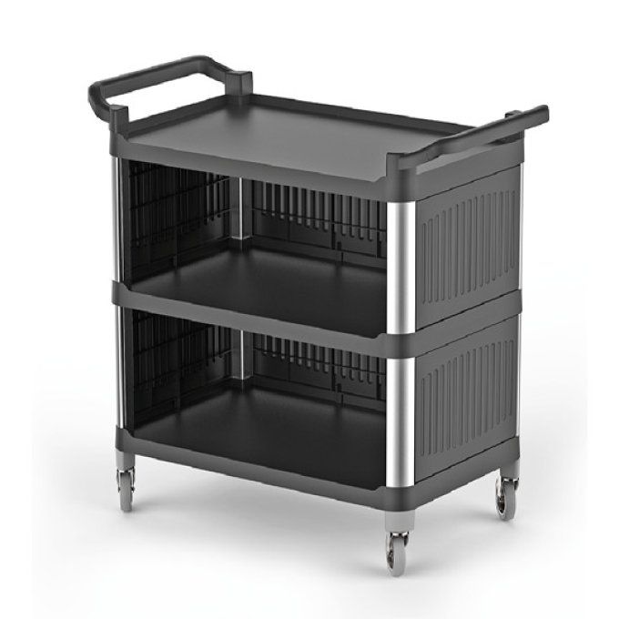 Chariot multiservice en plastique avec 3 niveaux, sur 3 côtés aussi, 520x960 mm VIRTUS IFI0033